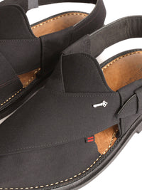 Black Peshawari Chappal - MFW-FB-084
