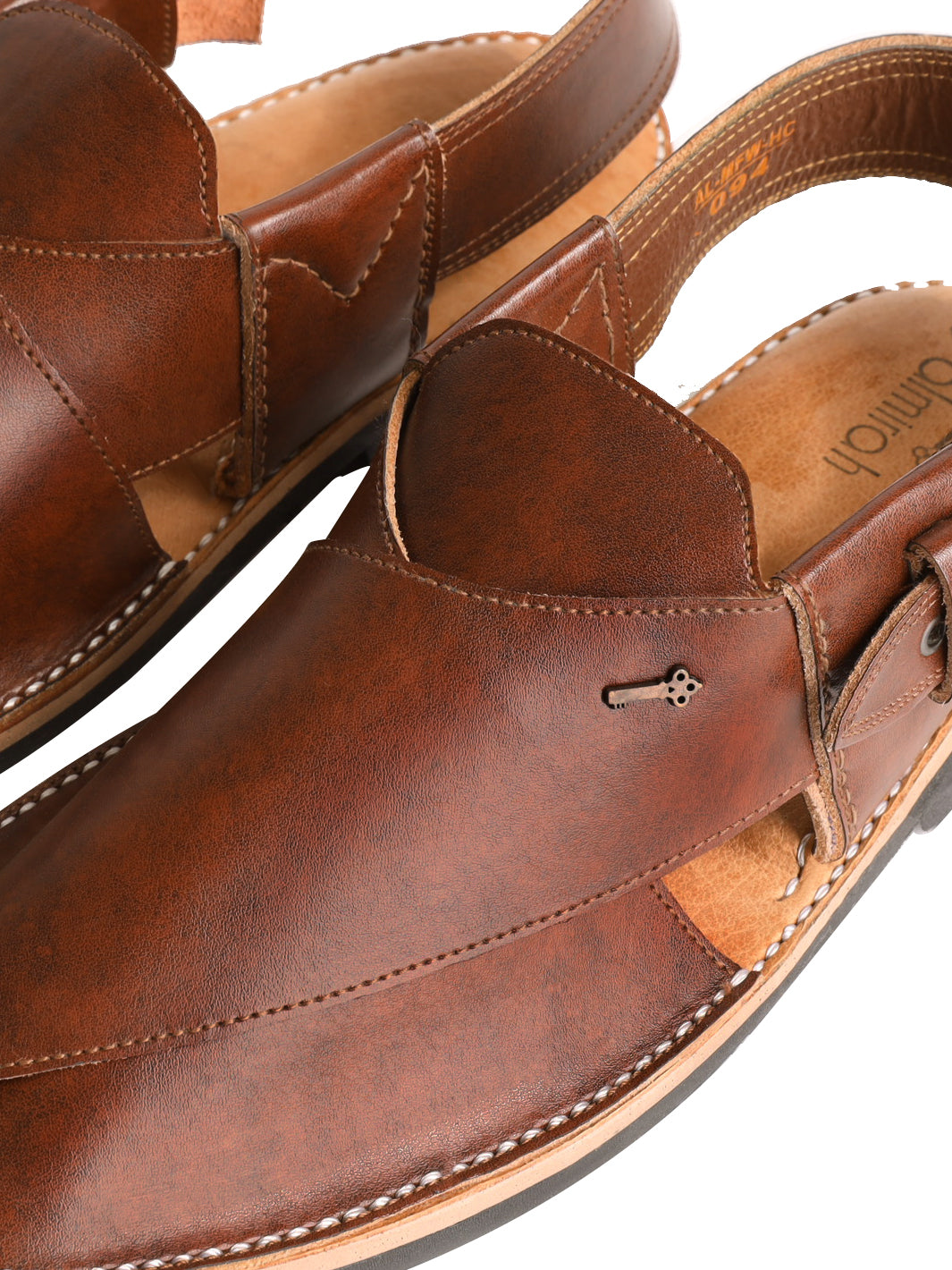Dark Brown Leather Peshawari Chappal - MFW-HC-094