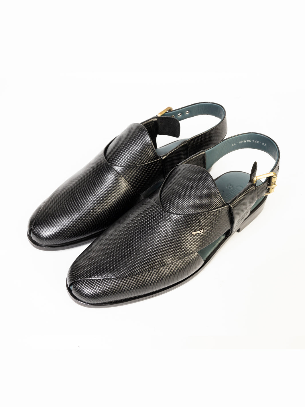 Black Leather Peshawari Chappal - AL-MFW-HC-160