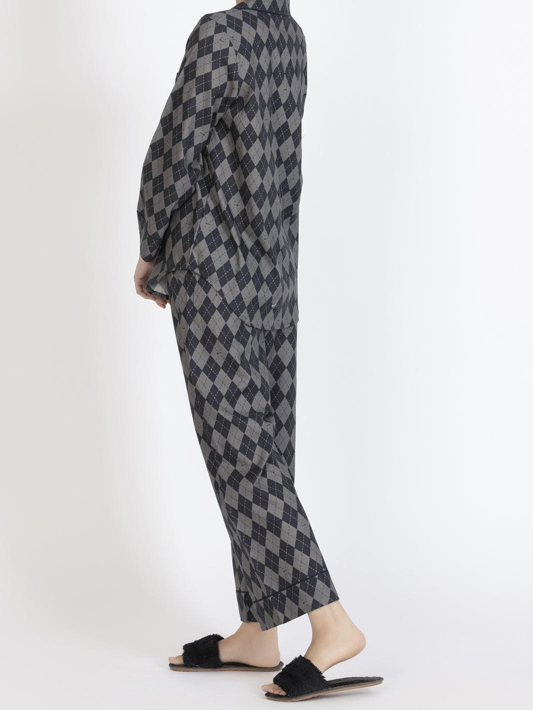 Grey Cotton 2 Piece Stitched Nightwear - AL-LKS-NW-1005