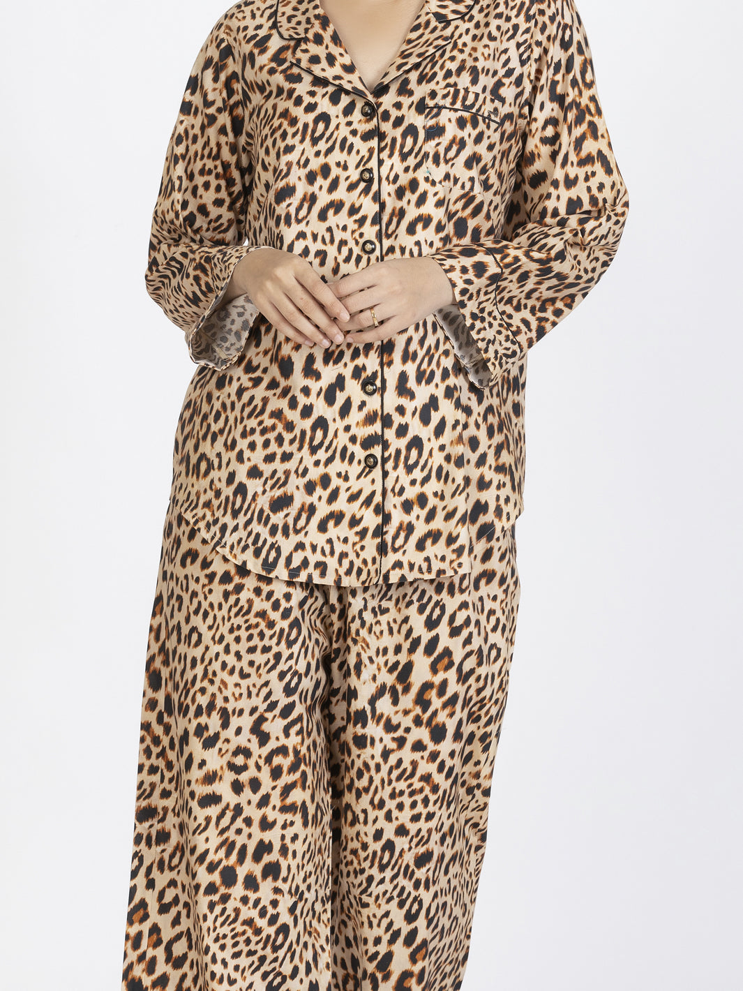 Brown Cotton 2Pc Stitched Nightwear - AL-LKS-NW-1008