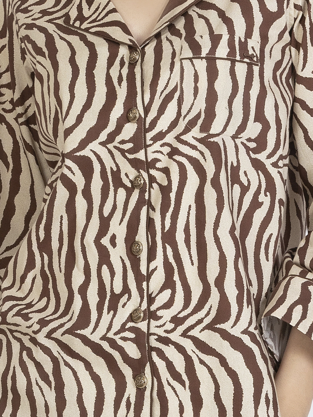Brown Cotton 2Pc Stitched Nightwear - AL-LKS-NW-1009