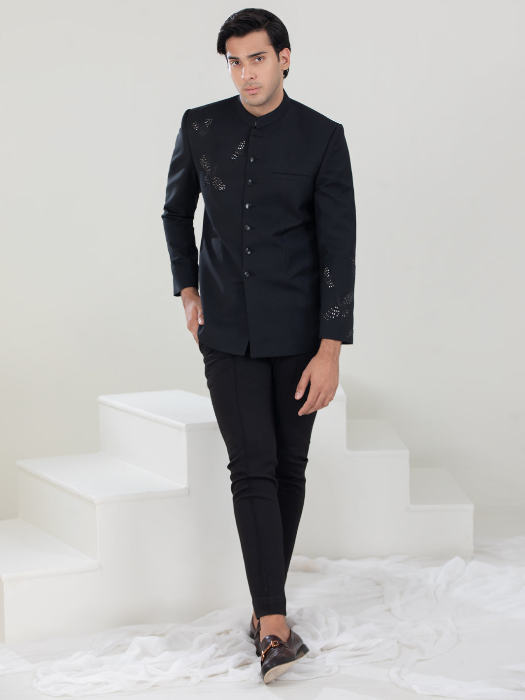 Black Blended Prince Coat - AL-PCS-051