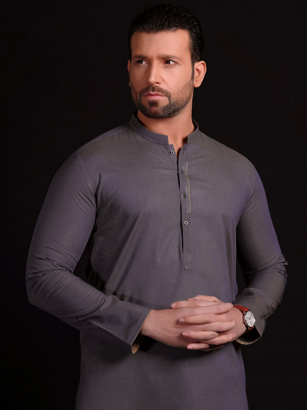 Purple Cotton Men Unstitched Fabric - AL-Maharaja-22