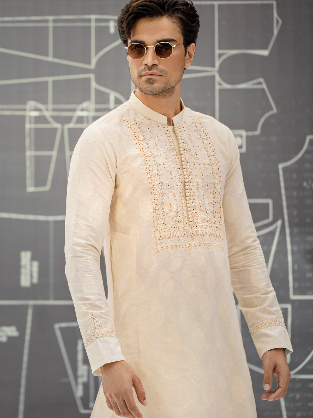 Cream Formal Kurta - AL-K-SP-031A