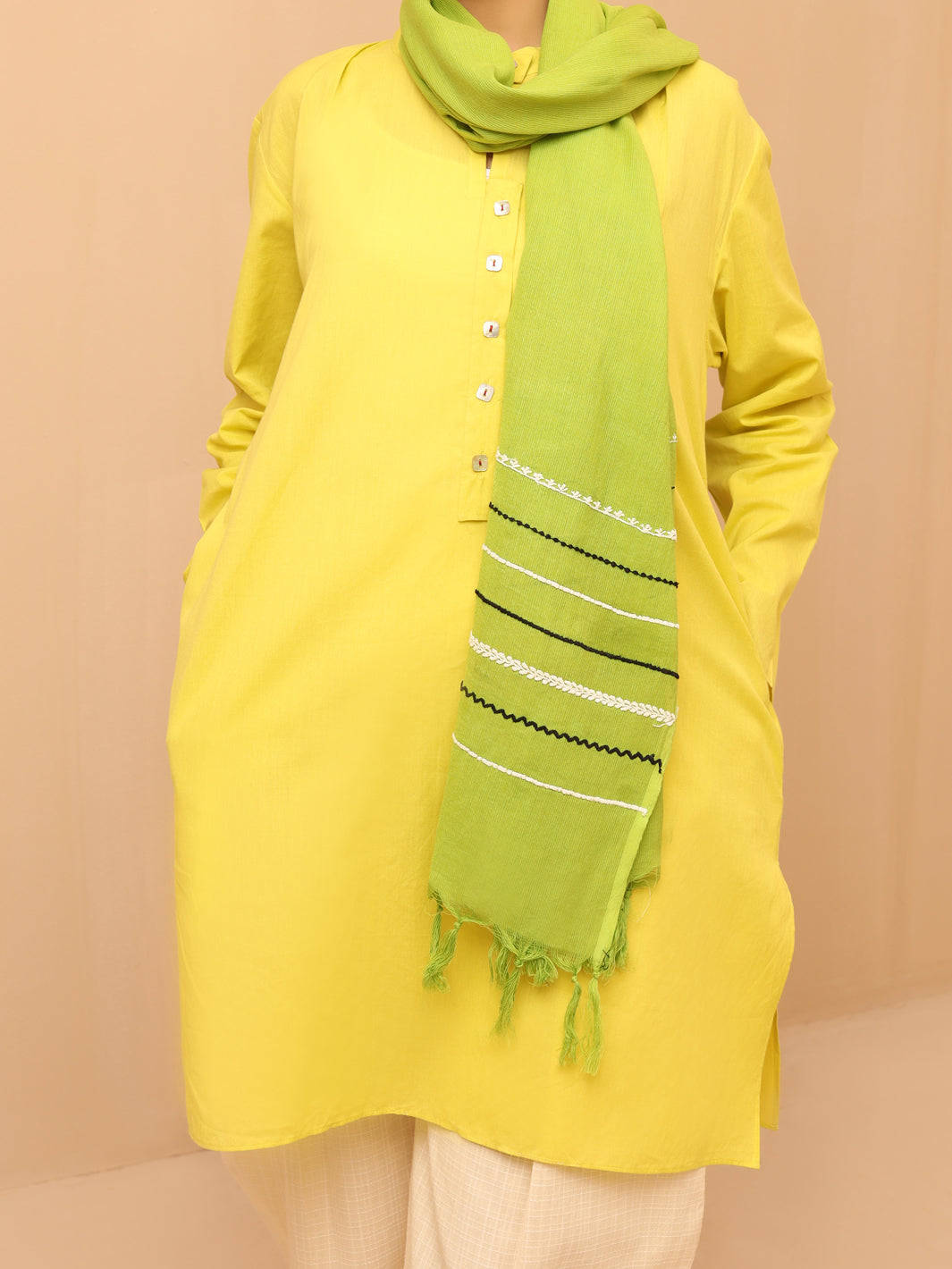 Lime Green Women Stole - ALCR-ST-1013 - Almirah Online
