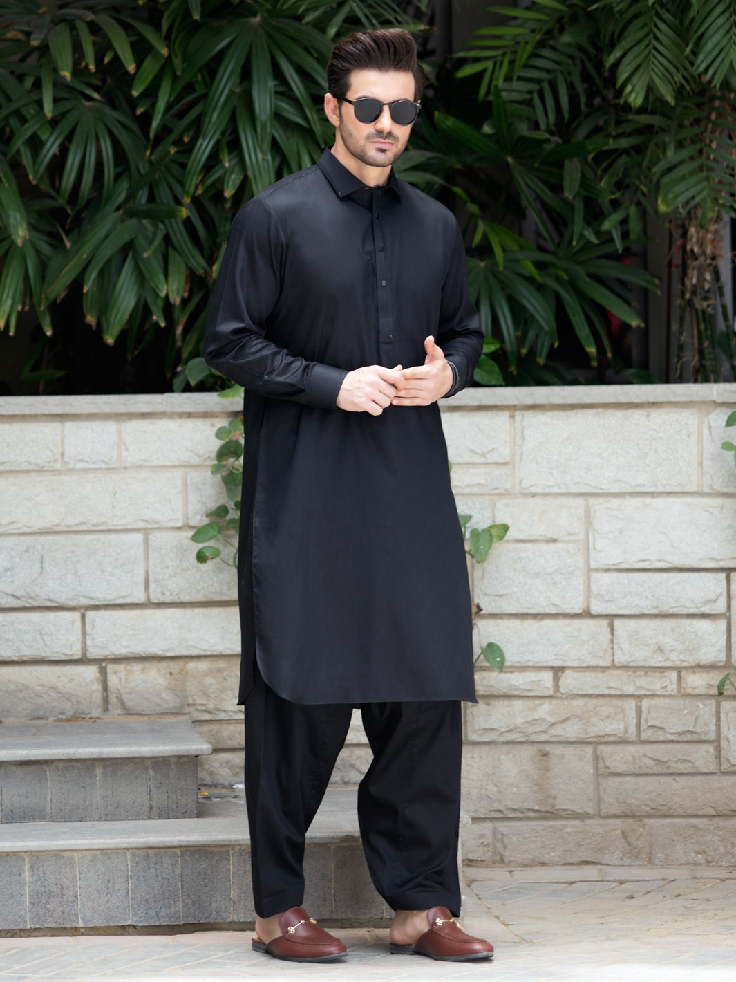 Black Blended Kameez Shalwar - ALWA-KS-246