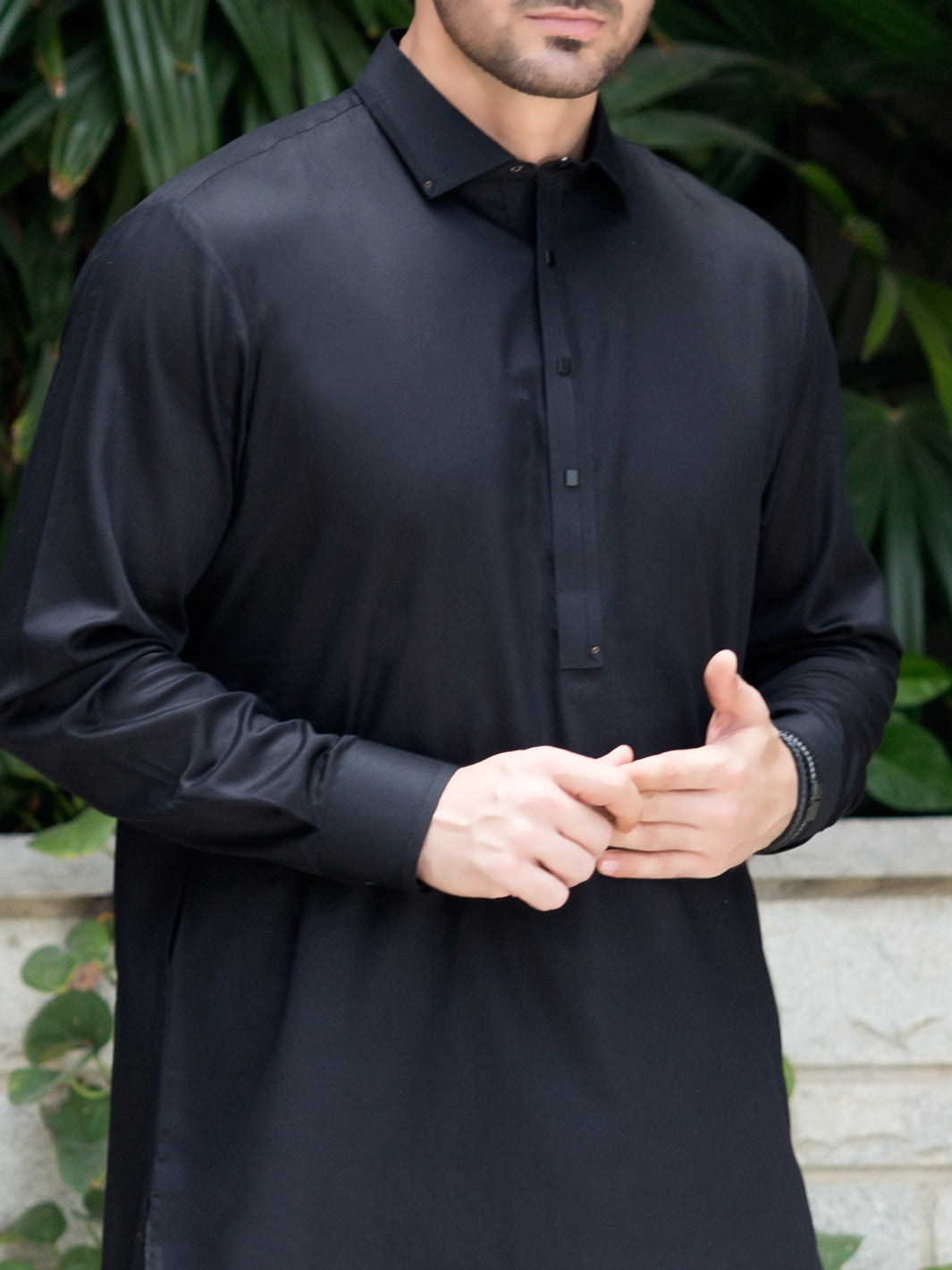 Black Blended Kameez Shalwar - ALWA-KS-246