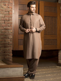 Light Brown Blended Kameez Shalwar - ALWA-KS-247