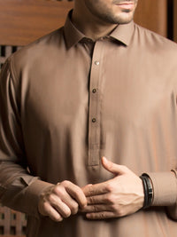 Light Brown Blended Kameez Shalwar - ALWA-KS-247