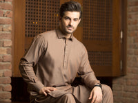 Light Brown Blended Kameez Shalwar - ALWA-KS-247