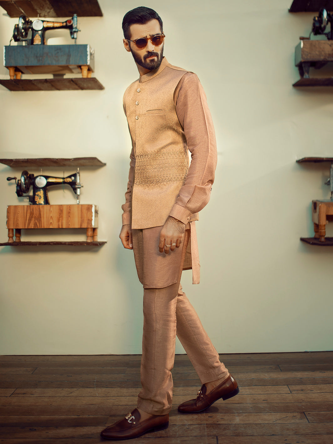 Brown Textured Waistcoat - AL-WC-310