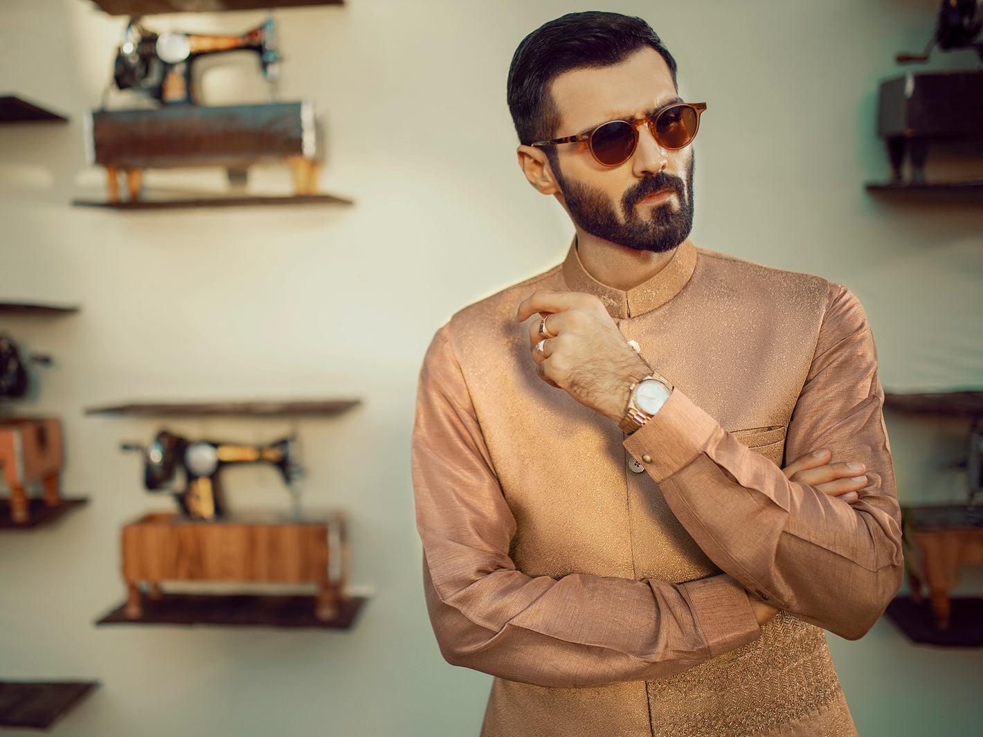 Brown Textured Waistcoat - AL-WC-310