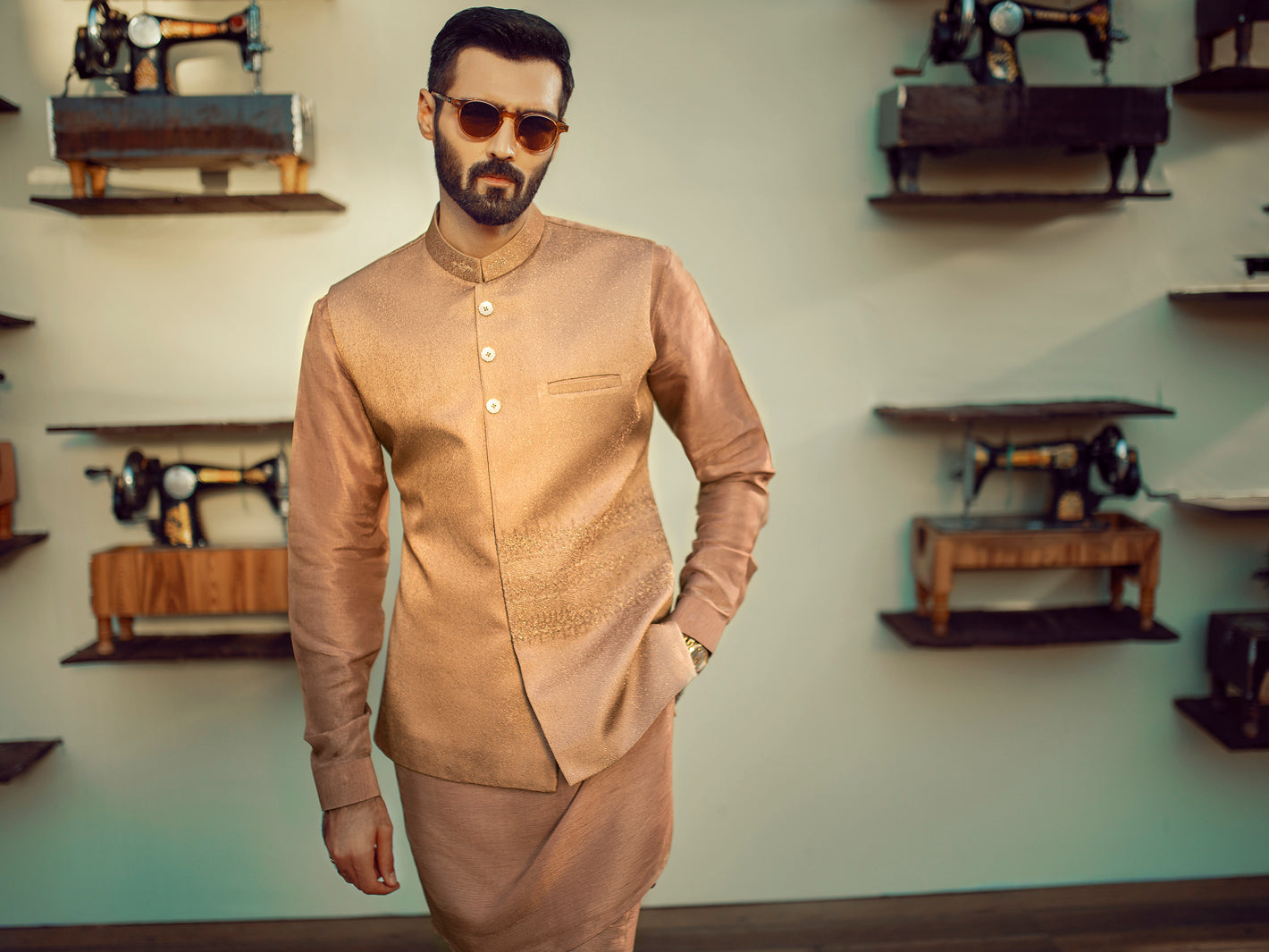 Brown Textured Waistcoat - AL-WC-310