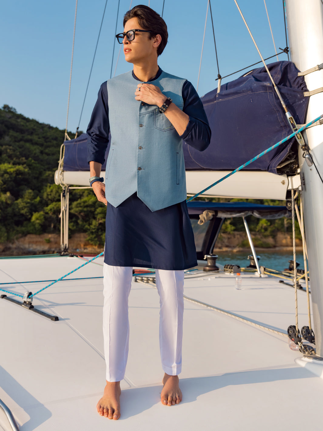 Blue Blended Waistcoat - AL-WC-448