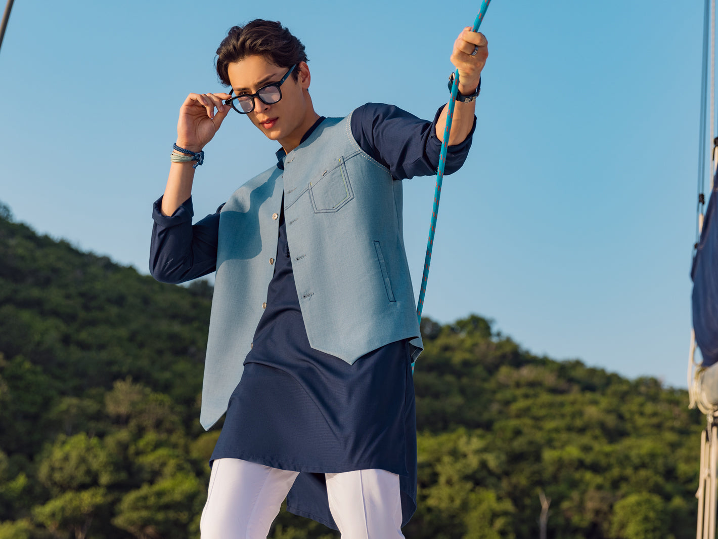 Blue Blended Waistcoat - AL-WC-448