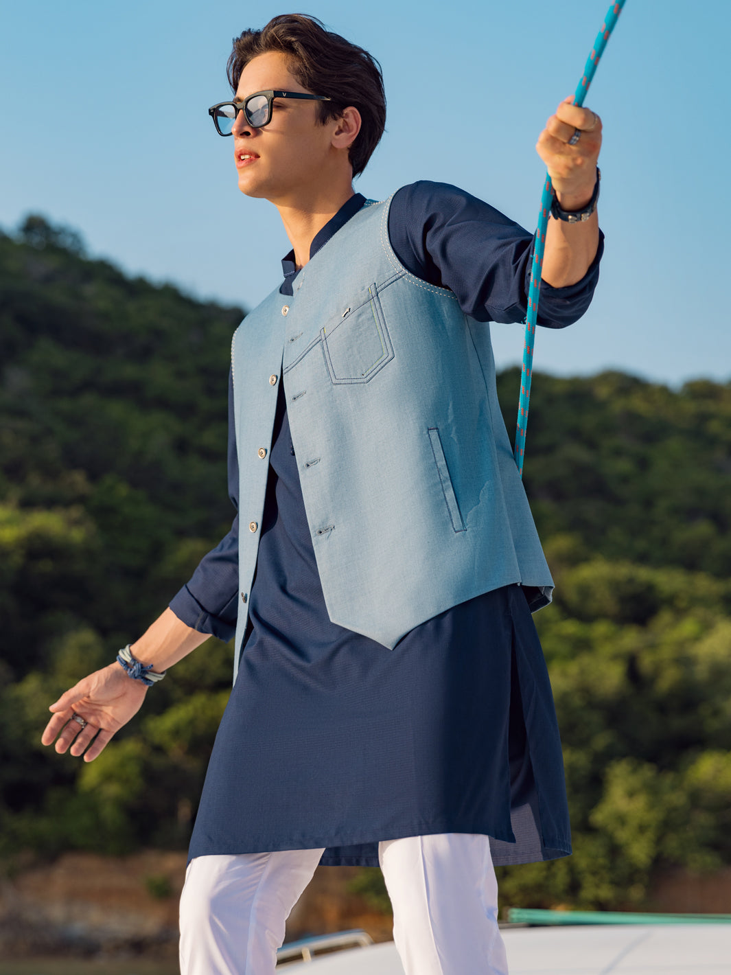 Blue Blended Waistcoat - AL-WC-448
