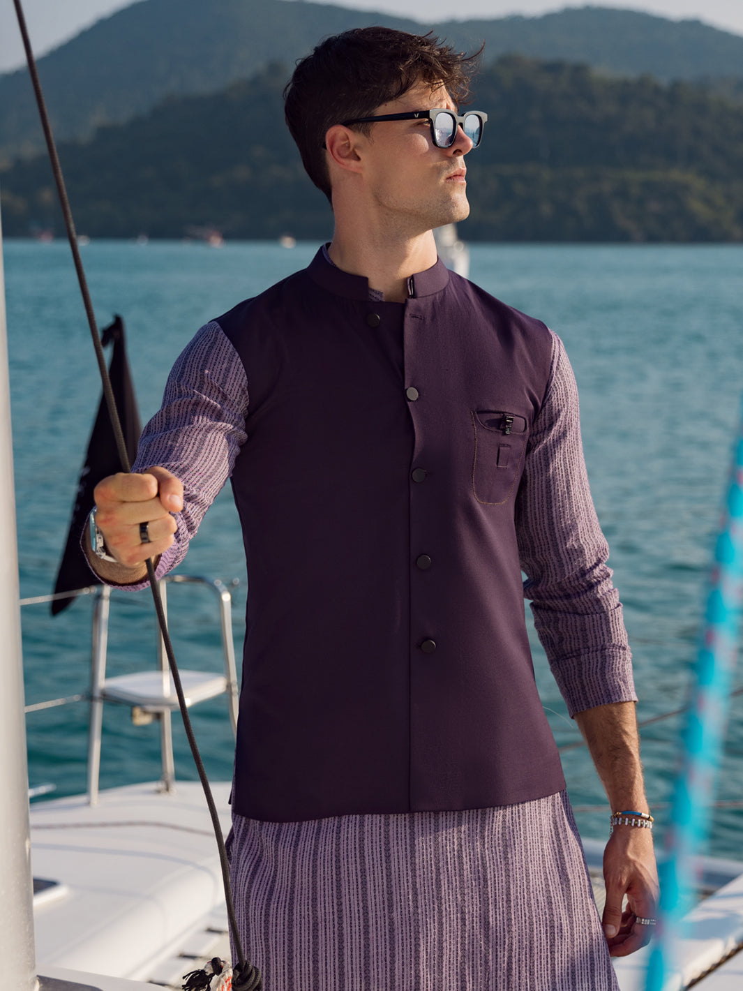 Purple Blended Waistcoat - AL-WC-456