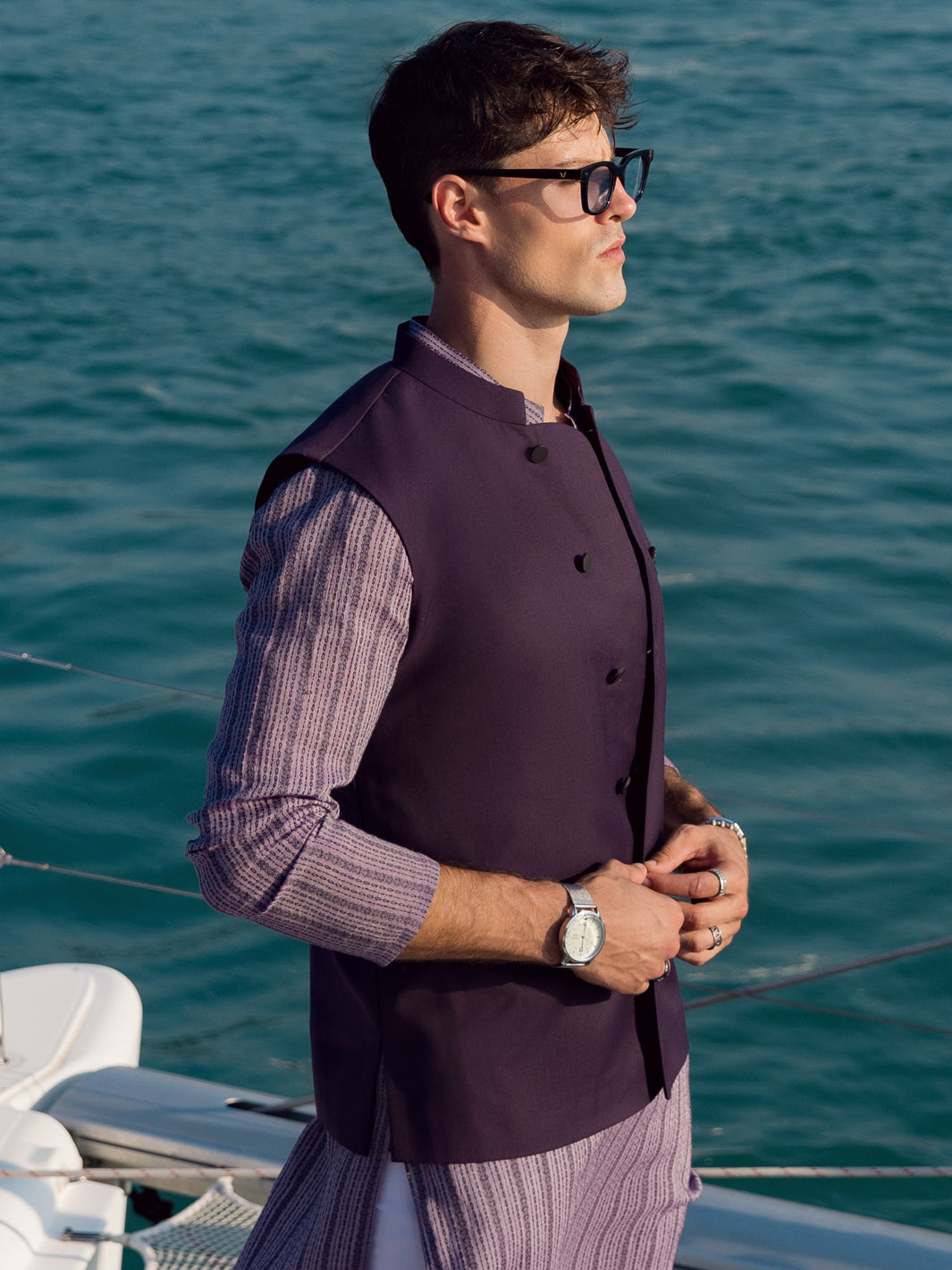 Purple Blended Waistcoat - AL-WC-456