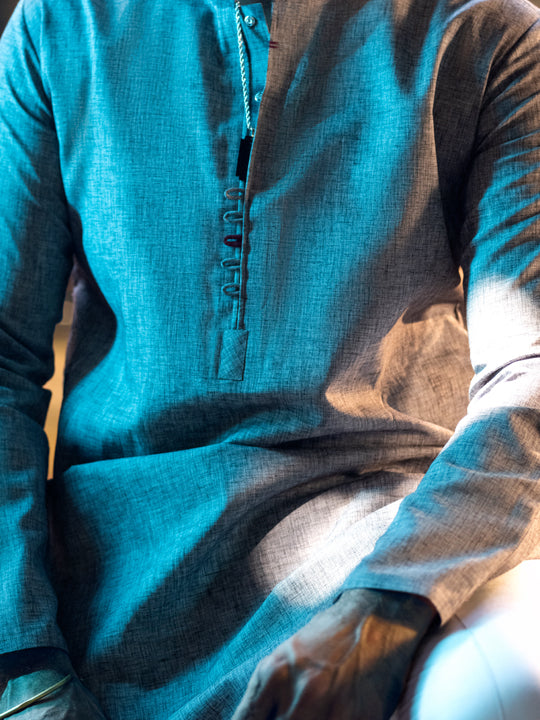 Dark Grey Blended Kurta - AL-K-1042