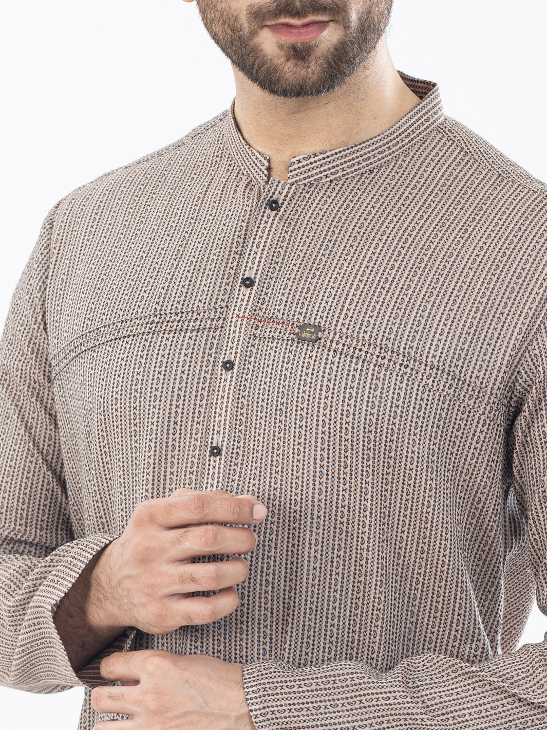 Light Peach Cotton Kurta - AL-K-1072