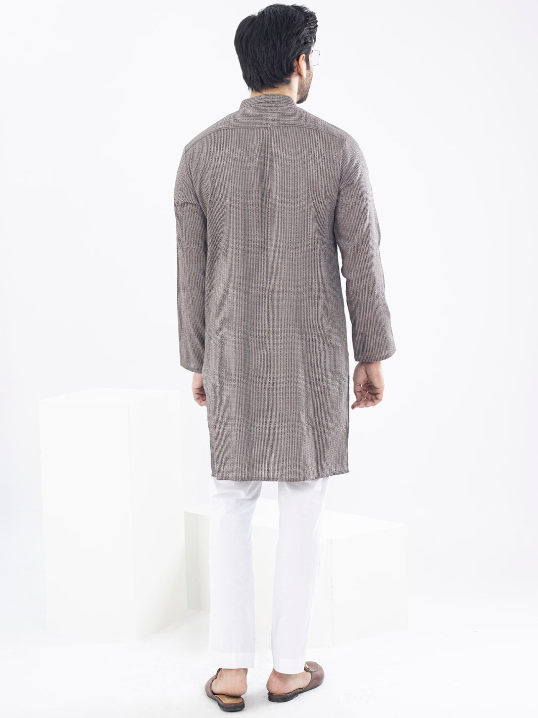 Light Brown Cotton Kurta - AL-K-1073