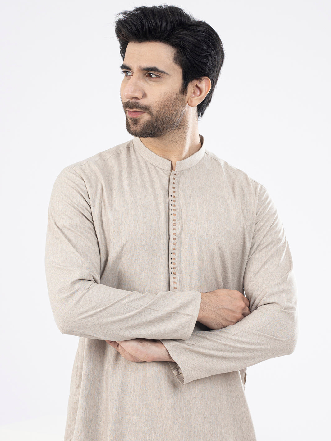 Fawn Blended Kurta - AL-K-1107