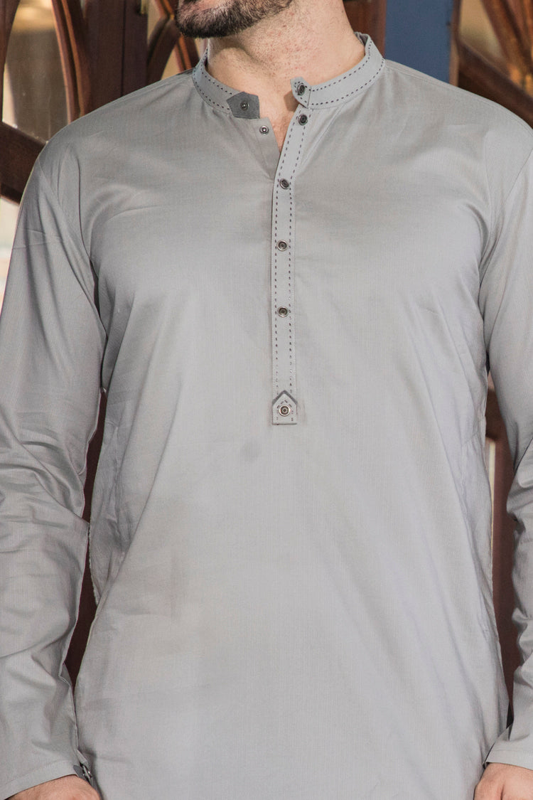 Grey Blended Kurta - AL-K-651