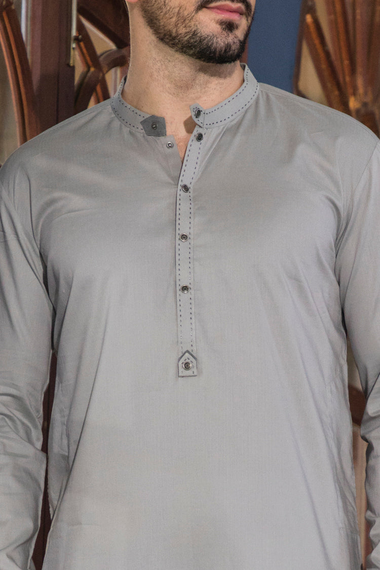 Grey Blended Kurta - AL-K-651