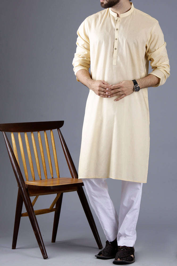 Beige Cotton Kurta - AL-K-667
