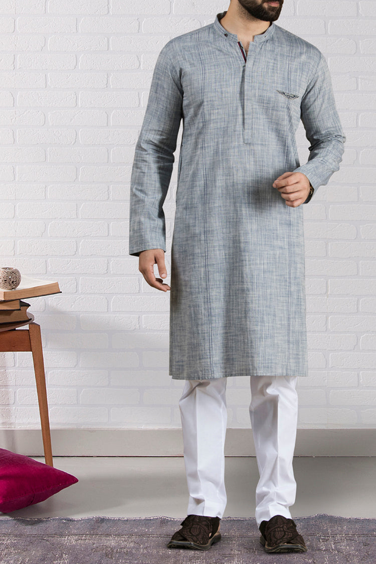 Blue Cotton Kurta - AL-K-691