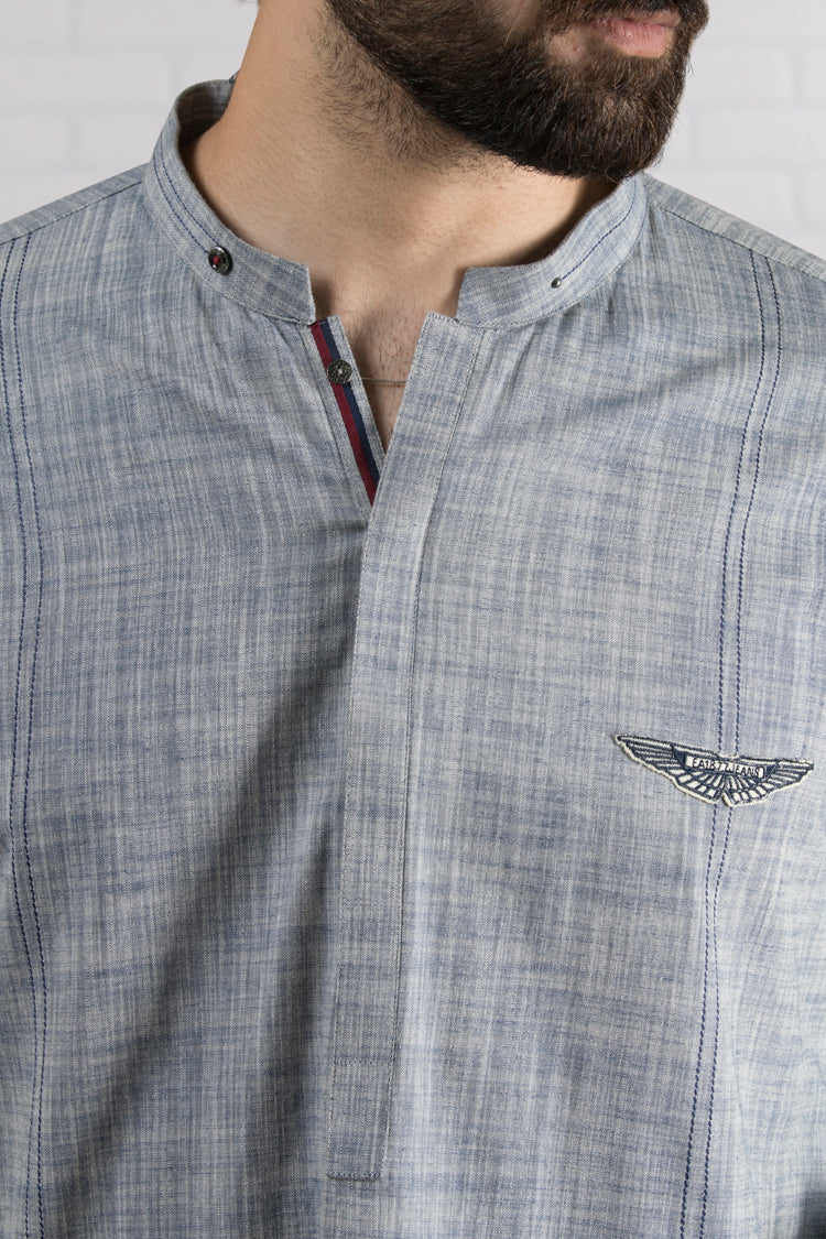Blue Cotton Kurta - AL-K-691