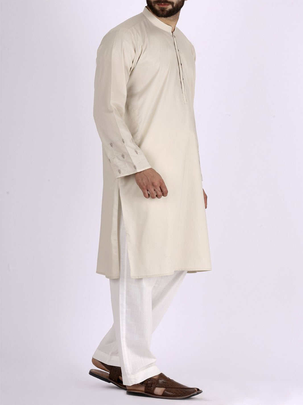 Beige Blended Kurta - AL-K-709