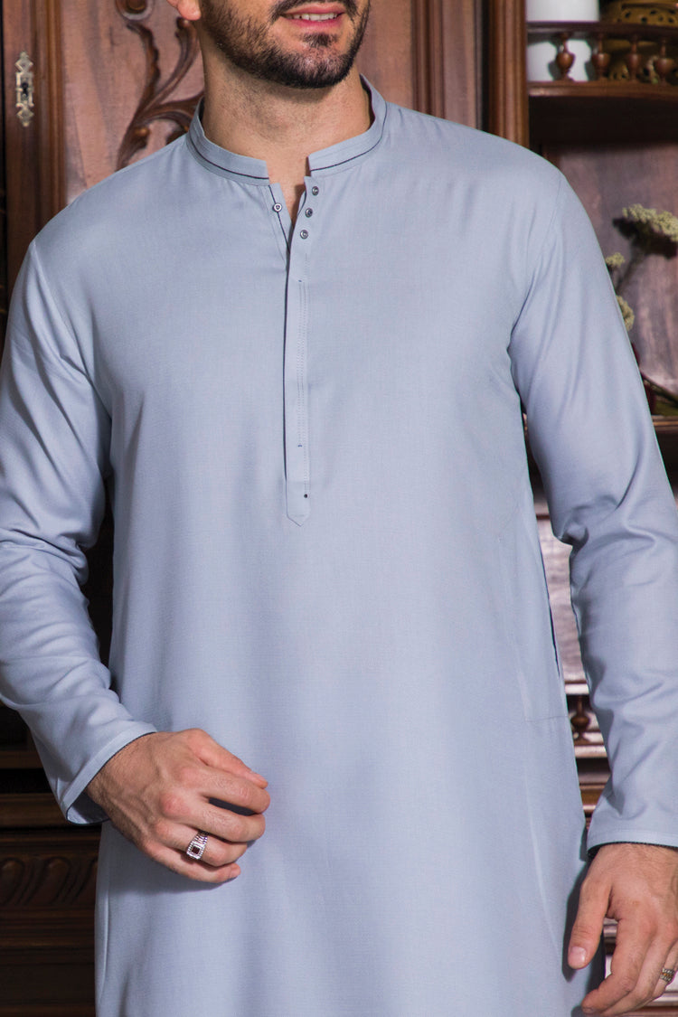 Light Grey Blended Kurta - AL-K-718