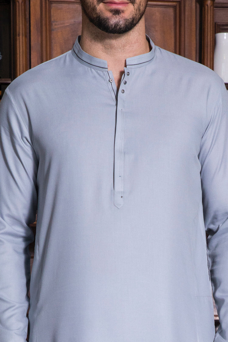 Light Grey Blended Kurta - AL-K-718
