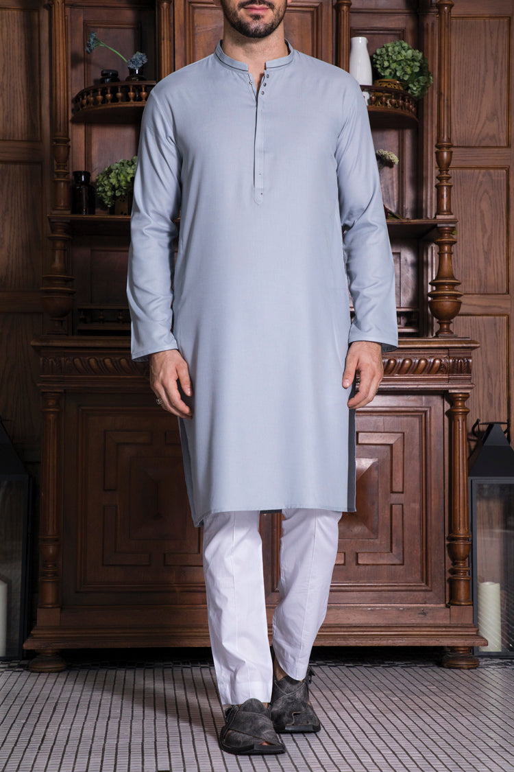 Light Grey Blended Kurta - AL-K-718