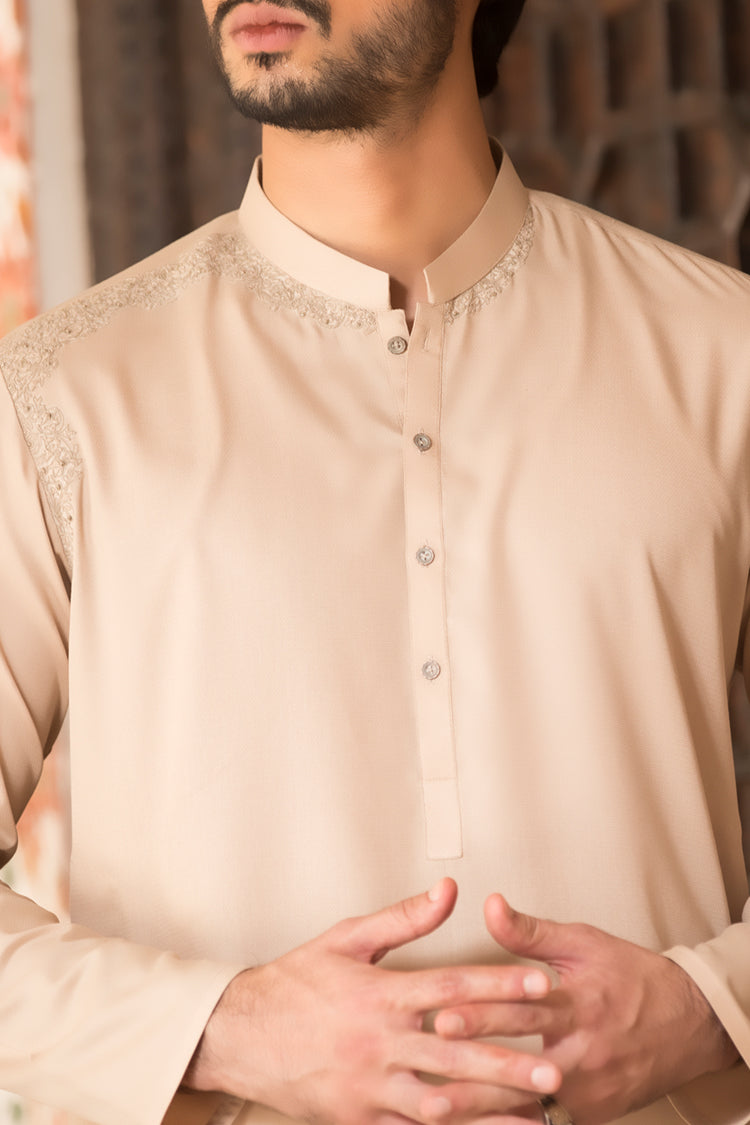 Fawn Blended Kurta - AL-K-724