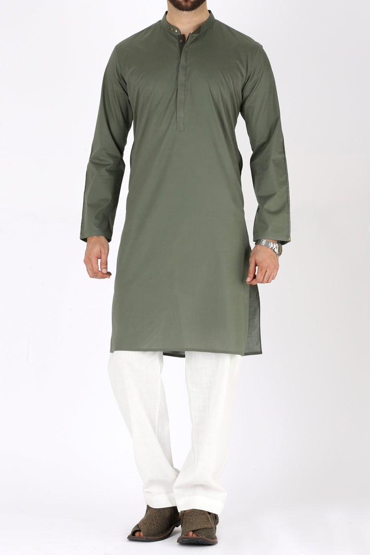 Green Blended Kurta - AL-K-726