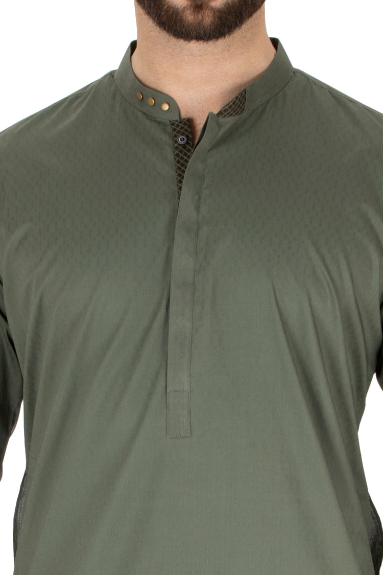 Green Blended Kurta - AL-K-726