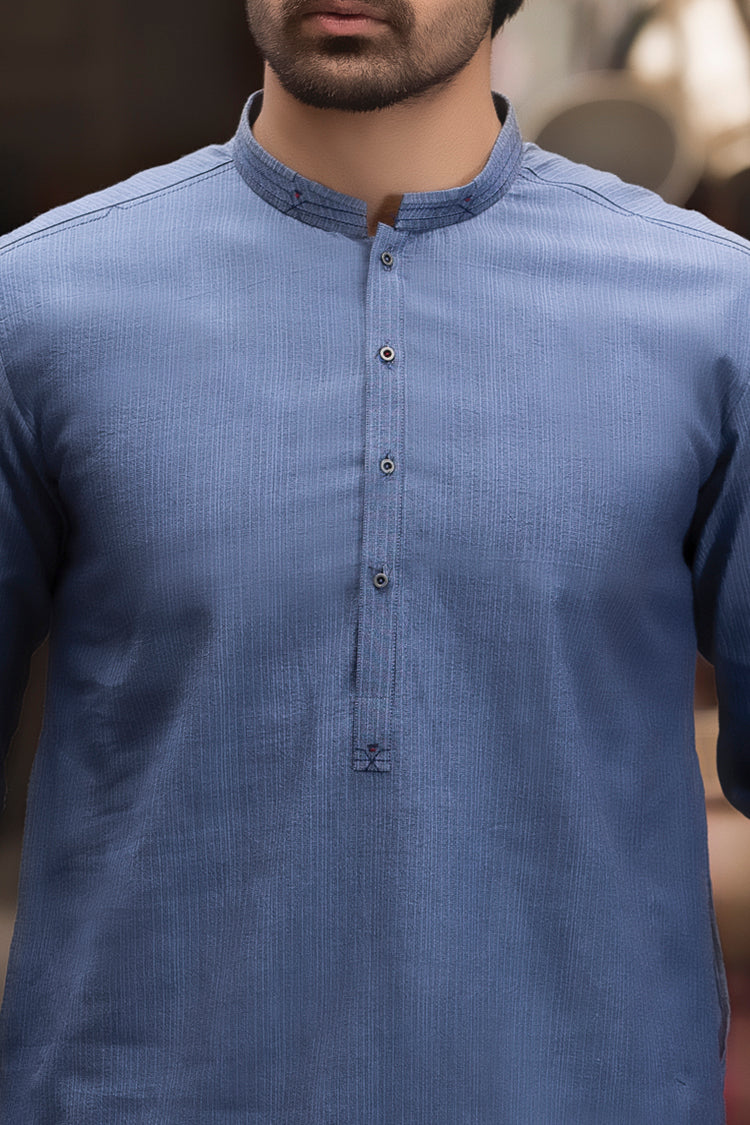 Blue Cotton Kurta - AL-K-753