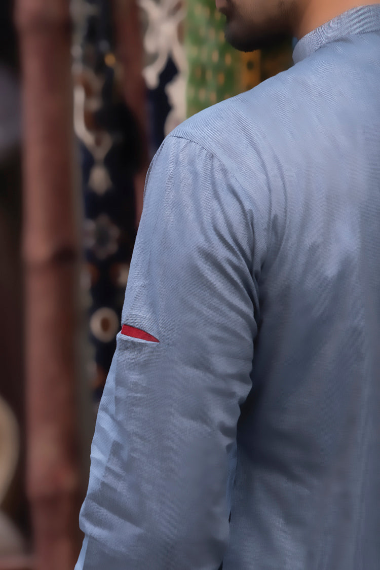 Light Blue Cotton Kurta - AL-K-763