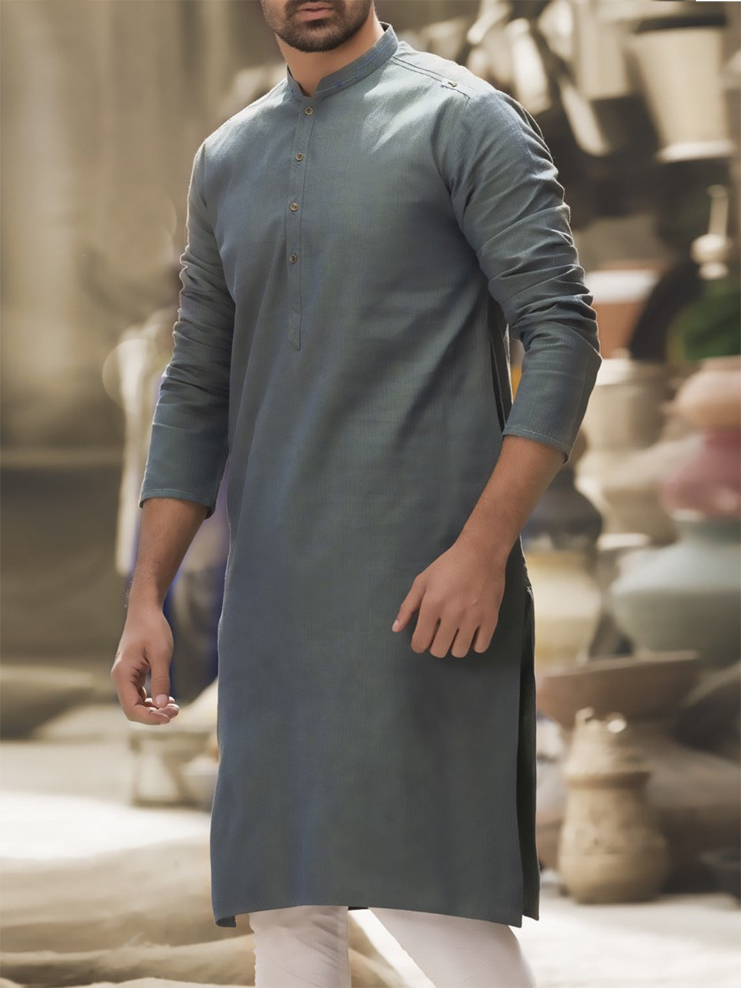 Green Cotton Kurta - AL-K-765