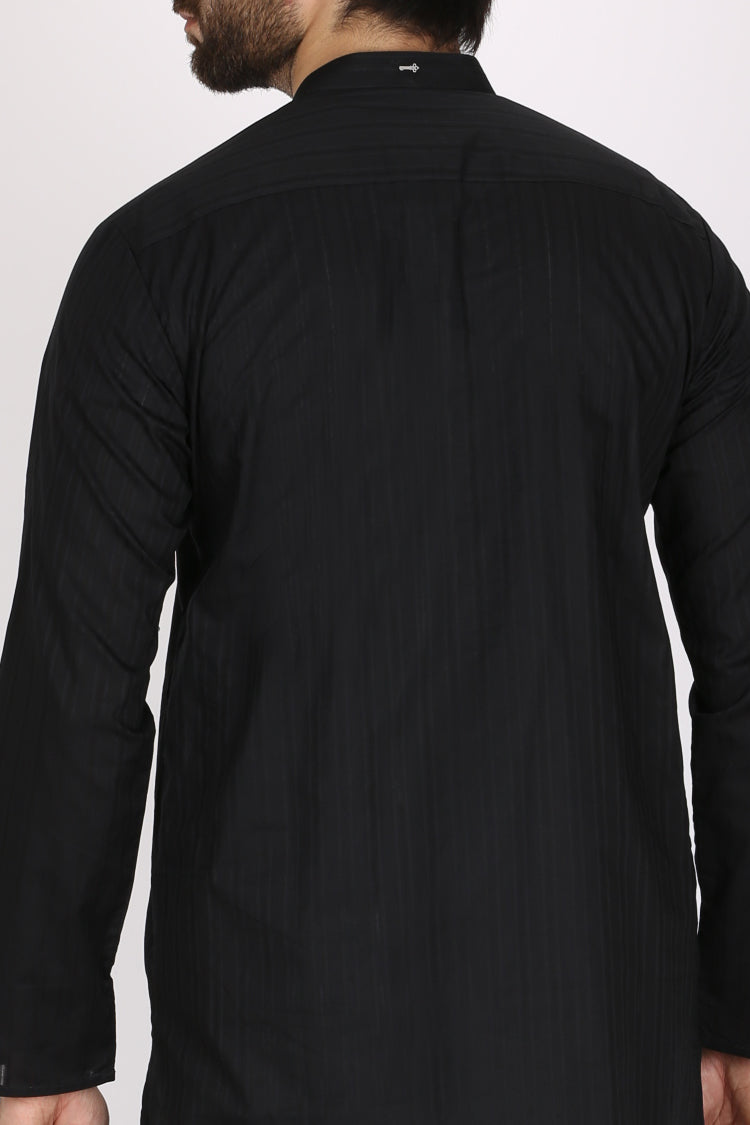 Black Cotton Kurta - AL-K-777