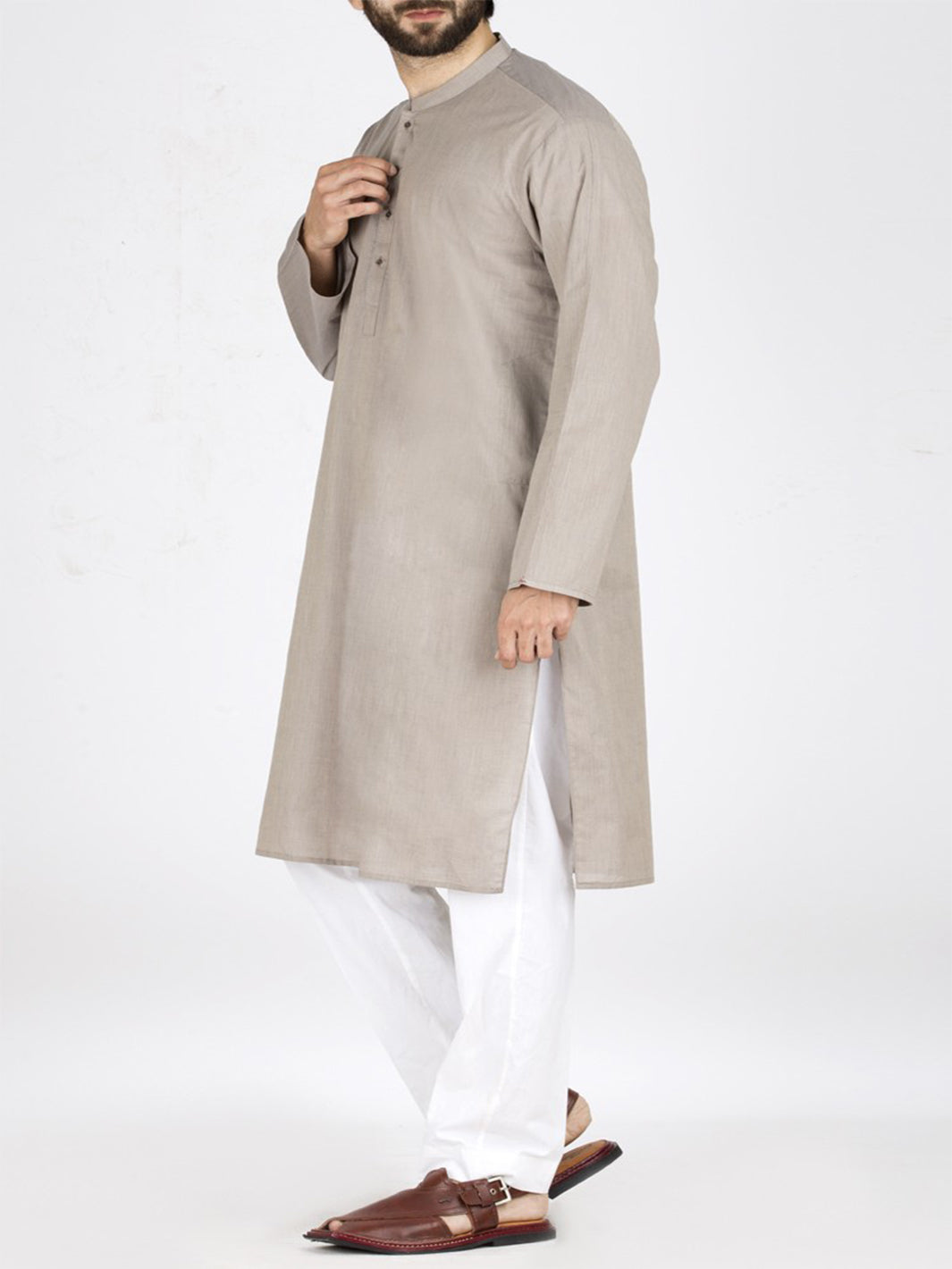 Sand Colored Cotton Kurta - AL-K-801