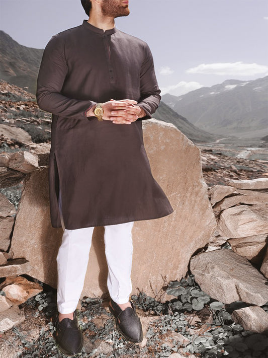 Brown Blended Kurta - AL-K-811
