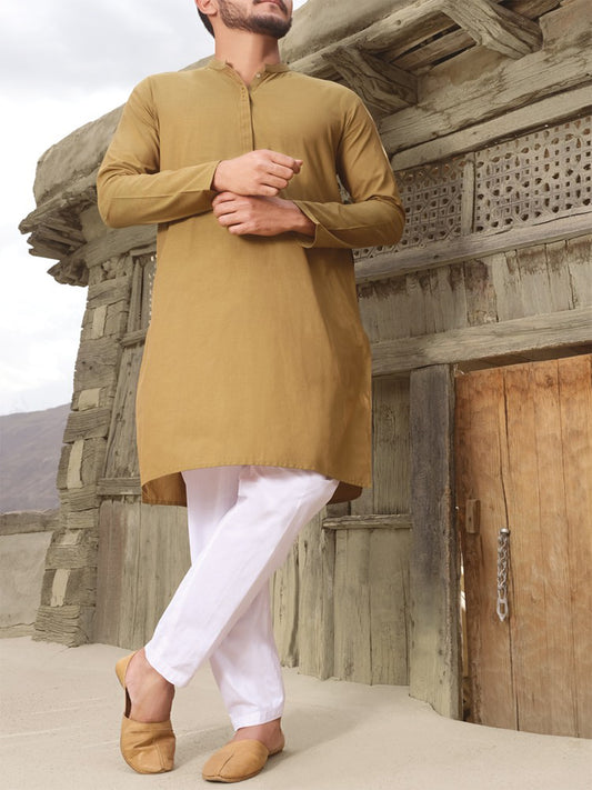 Mustard Blended Kurta - AL-K-828