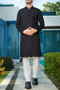 Black Blended Kurta - AL-K-846