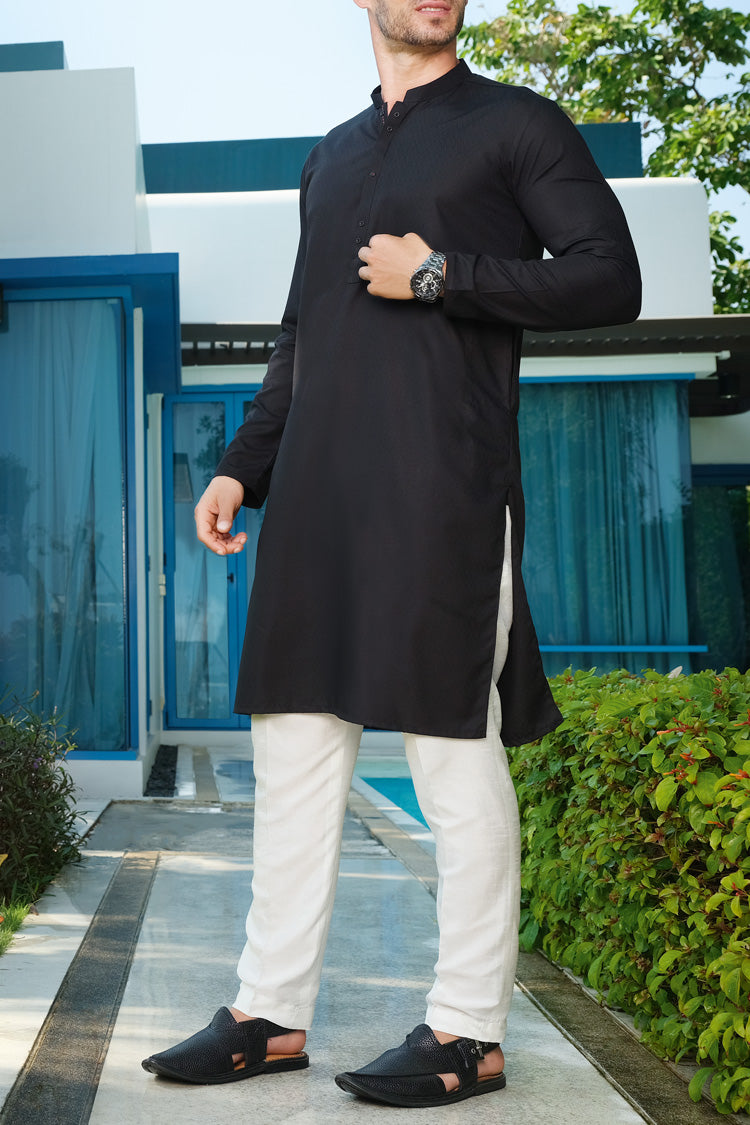 Black Blended Kurta - AL-K-846