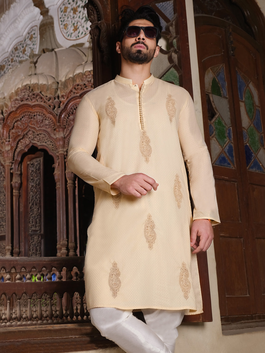 Beige Blended Kurta - AL-K-871