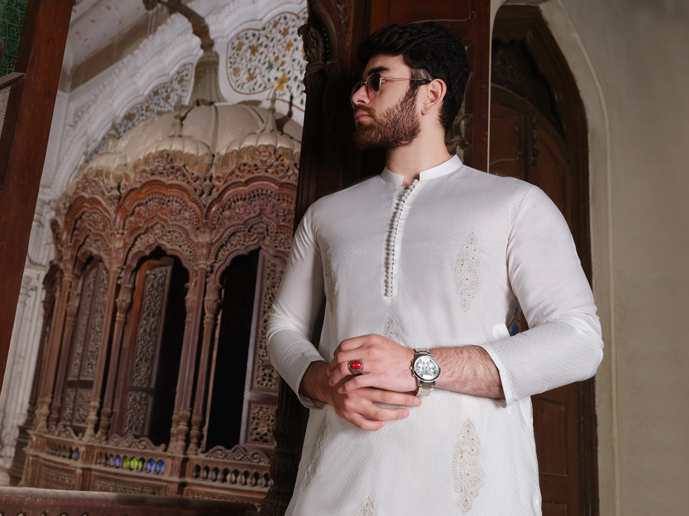 White Blended Kurta - AL-K-872
